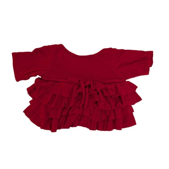 Build-A-Bear Clothes Red Popcorn Stretch Shirt Ruffle Top Denim Skirt Outfit Y2K - Picture 6 of 8